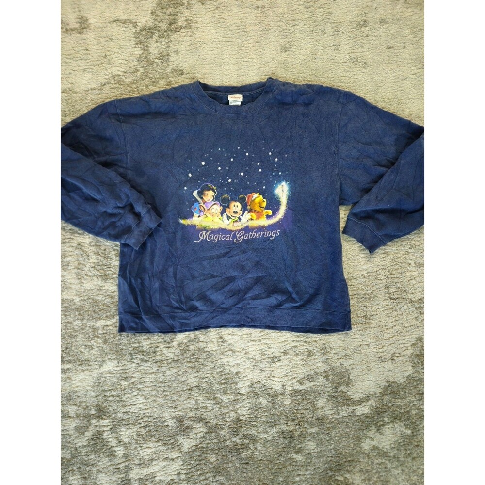 VTG Disney Store Magical Gathering Sweatshirt Adult 2XL Blue Snow White Pooh